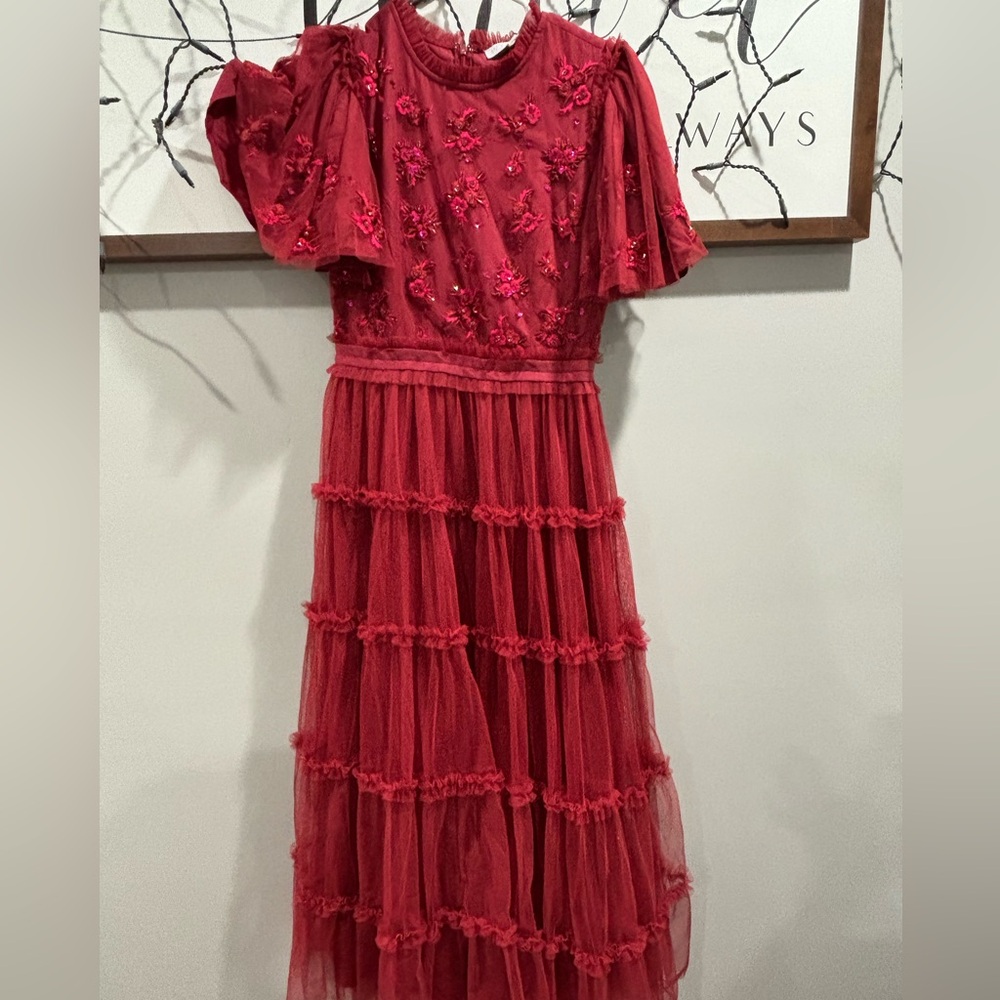 Ivy City Co Red Floral Midi Dress